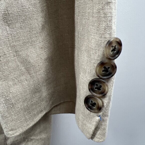 John W Nordstrom Men’s Blazer 42L Long 42 100% Linen 2 Button Jacket Beige Lined - Picture 7 of 9